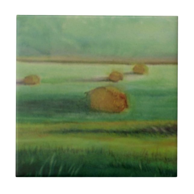 Soft Morning Light Hay in Field Ceramic Tile (Front)