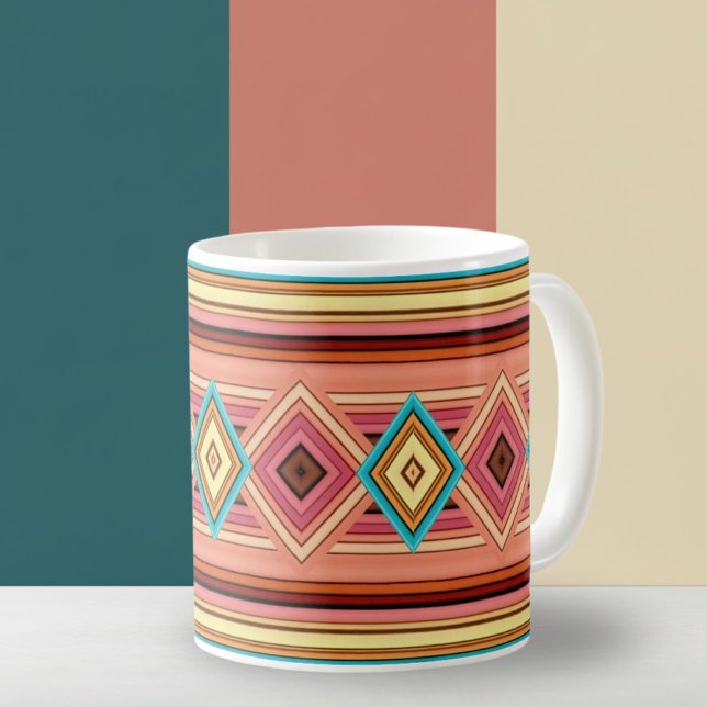 Soft Multi-Color Diamond & Stripe Coffee Mug (Creator Uploaded)