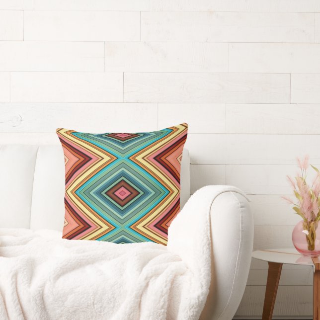 Soft Multi-Color Diamond & Stripe Throw Pillow (Couch)