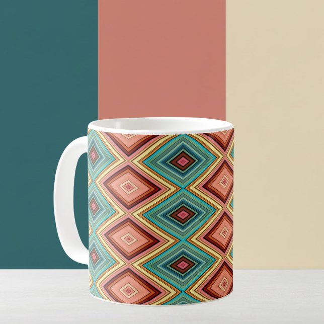 Soft Multi-Colored Diamond & Stripes Coffee Mug (Creator Uploaded)