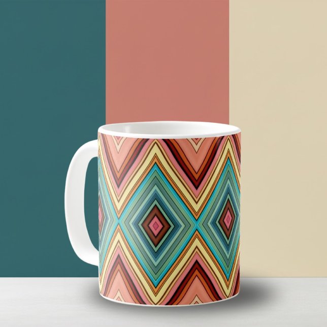 Soft Multi-Colored Diamond & Stripes Coffee Mug (Creator Uploaded)
