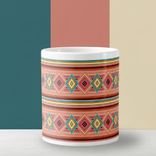 Soft Multi-Colored Diamond & Stripes Specialty Mug