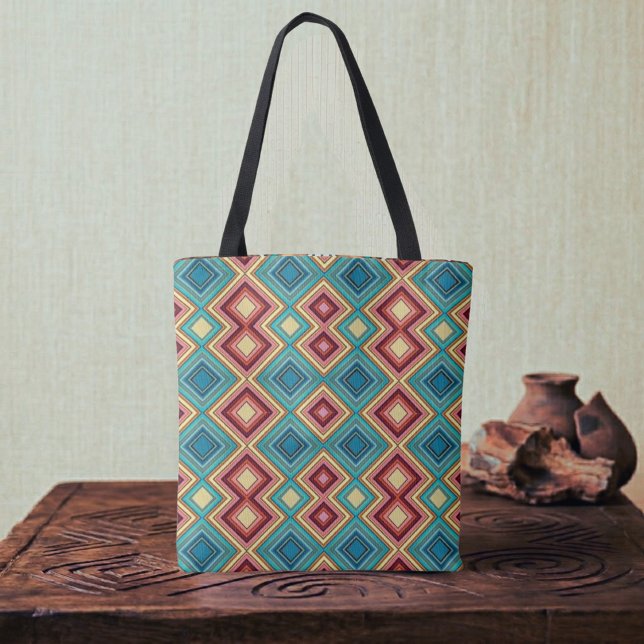 Soft Multi-Colored Diamond & Stripes Tote Bag (Creator Uploaded)