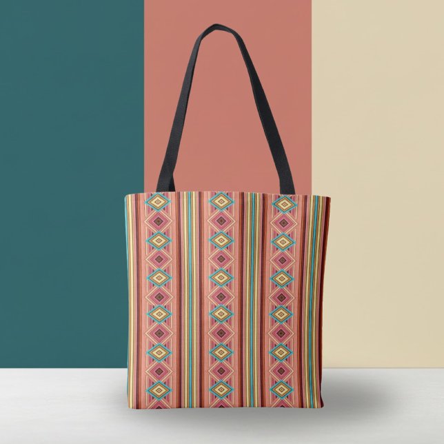 Soft Multi-Colored Diamond & Stripes Tote Bag (Creator Uploaded)