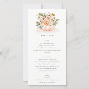 Soft Muted Blush Pink Pumpkin Floral Menu Card