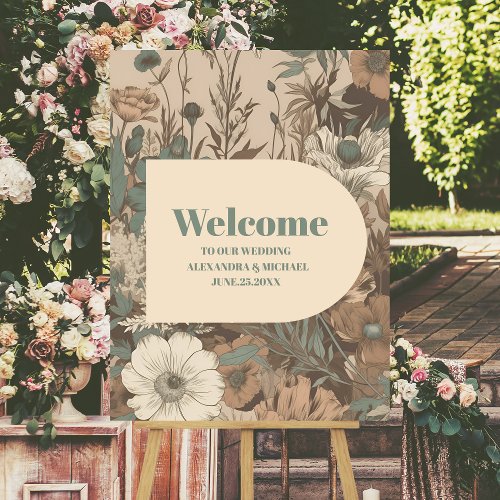 Soft muted earth tones Wildflowers Wedding Foam Board