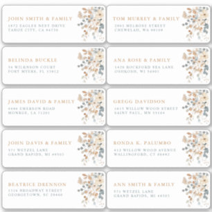 Soft Muted Earthy Tone Floral  Guest Name Address Sticker