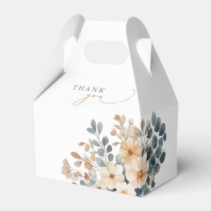 Soft Muted Earthy Tone Floral Watercolor Wedding Favor Boxes
