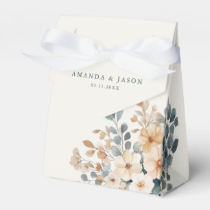 Soft Muted Earthy Tone Floral Watercolor Wedding Favor Boxes