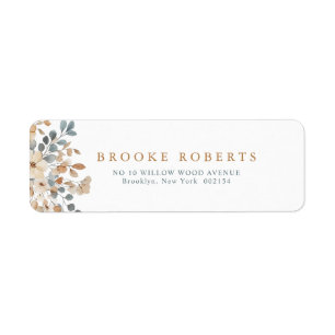 Soft Muted Earthy Tone Floral Watercolor Wedding Label