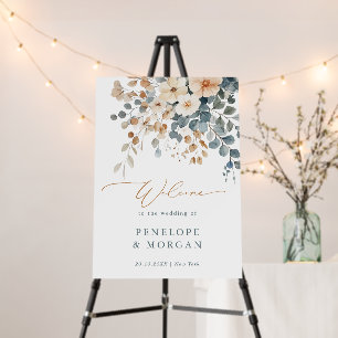 Soft Muted Earthy Tone Floral Watercolor Welcome Foam Board