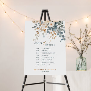 Soft Muted Earthy Tone Wedding Order of events Foam Board