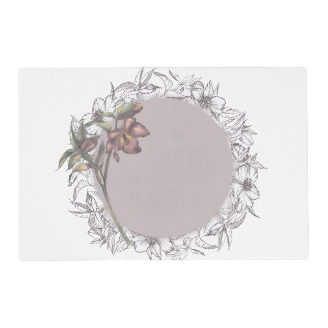 Soft Muted Eggplant Wreath Square Placemat (Front)