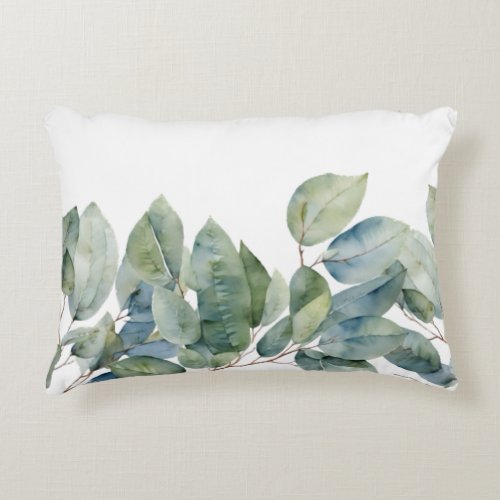 Soft muted green foliage botanical accent pillow