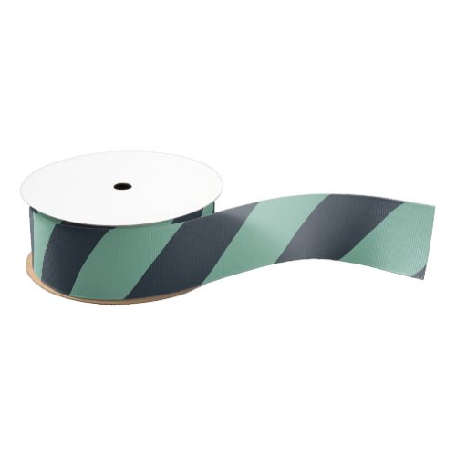 Soft Navy and Mint Green Wide Stripe Grosgrain Ribbon