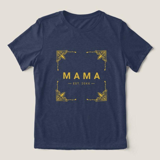 Soft Navy Tri-Blend Mama T-Shirt with Sleek Style Tri-Blend Shirt (Design Front)