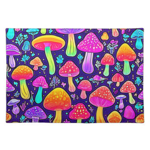 Soft Neon: Cartoon Mushroom Patch Cloth Placemat