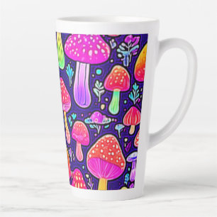 Soft Neon: Cartoon Mushroom Patch Latte Mug