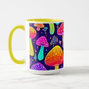 Soft Neon: Cartoon Mushroom Patch Mug