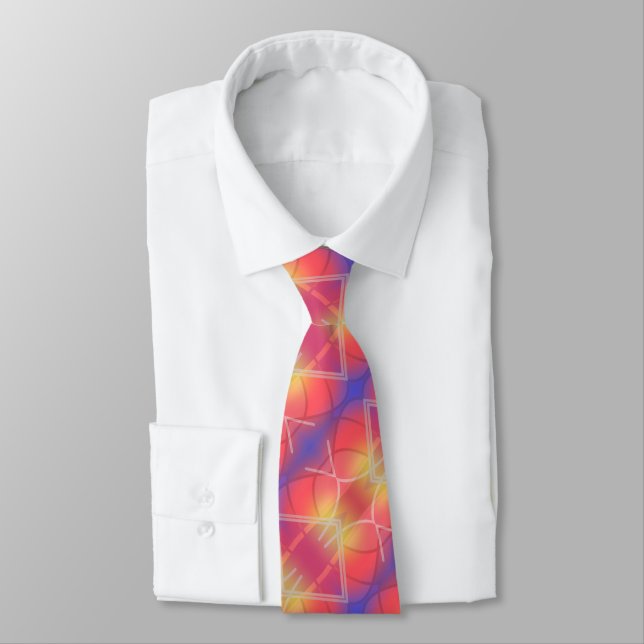 Soft Neon Layered Abstract Design  Neck Tie (Tied)