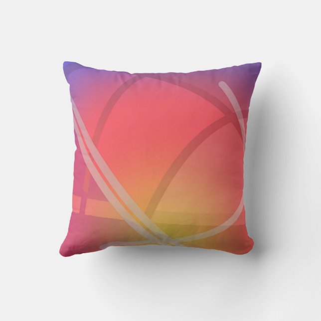 Soft Neon Layered Abstract Design  Throw Pillow (Back)