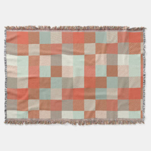 Soft Neural Frosty Green and Warm Orange Checkered Throw Blanket