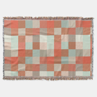 Soft Neural Frosty Green and Warm Orange Checkered Throw Blanket