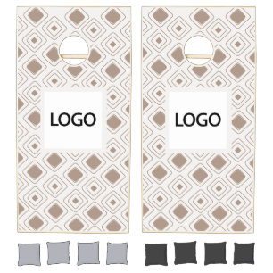 Soft Neutral Aztec Pattern Custom Business Logo Cornhole Set