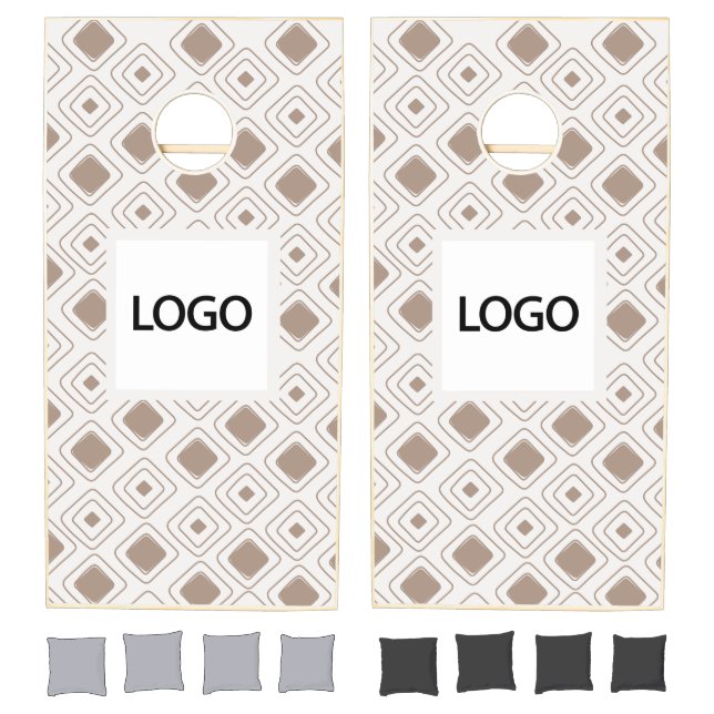 Soft Neutral Aztec Pattern Custom Business Logo Cornhole Set (Set)