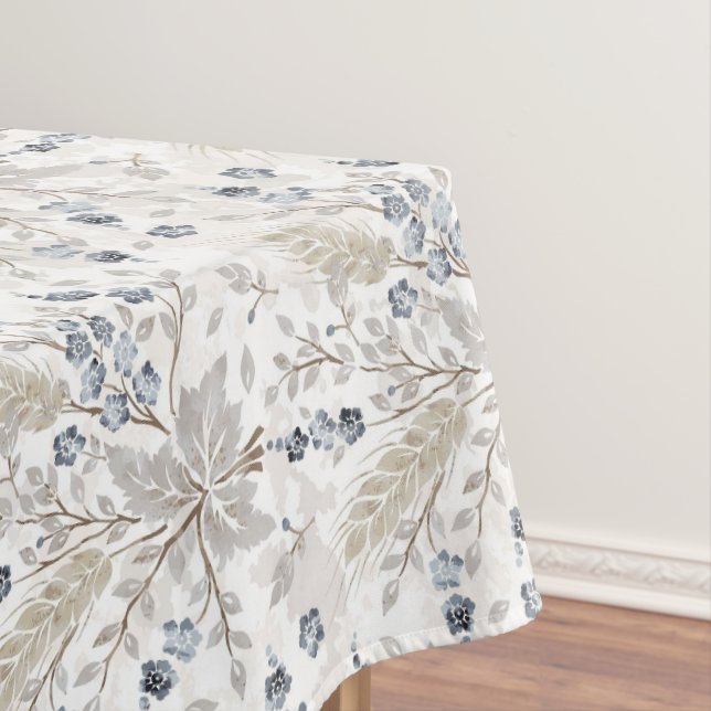 Soft Neutral Boho Floral Botanical Spring Pattern Tablecloth (In Situ)