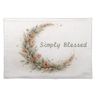 Soft Neutral Boho Floral Crescent Moon Cloth Placemat