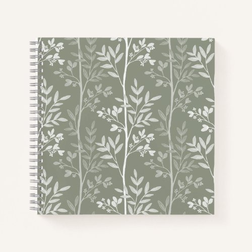 Soft Neutral Botanical Floral Olive Silhouette Notebook