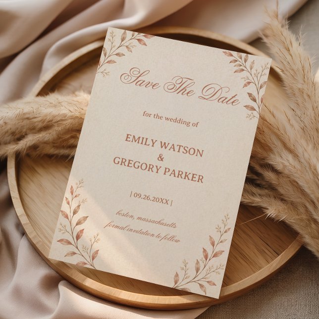 Soft Neutral Botanical Save The Date (Creator Uploaded)