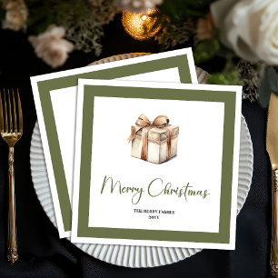 Soft Neutral Christmas Gift Personalized Napkins
