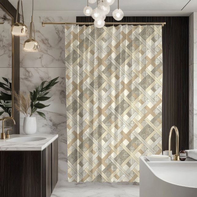 Soft Neutral Curtain Modern Geometric Bathroom (Soft Neutral Curtain Modern Geometric Bathroom)