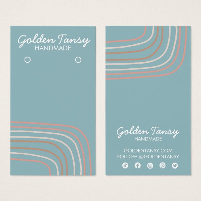 Soft Neutral Earring Necklace Jewelry Display Card (Front & Back)