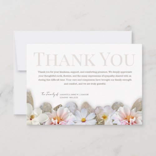 Soft Neutral Floral Funeral Thank You Card