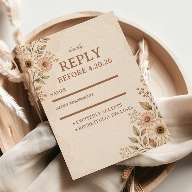 Soft Neutral Floral RSVP Card (Creator Uploaded)