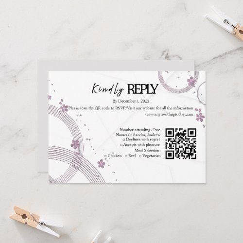 Soft Neutral Floral Wedding RSVP Card