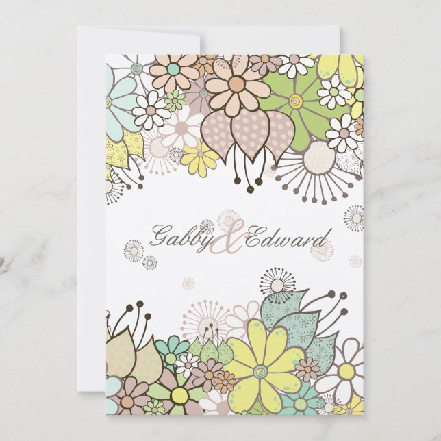 Soft Neutral Flower Garden Wedding DIY Custom Invitation (Front)