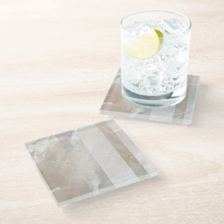 Soft Neutral Geometric Abstract  Glass Coaster