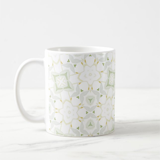 Soft Neutral Geometric Floral Coffee Mug (Left)