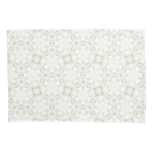 Soft Neutral Geometric Floral Pillow Case (Front)