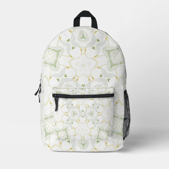 Soft Neutral Geometric Floral Printed Backpack (Front)