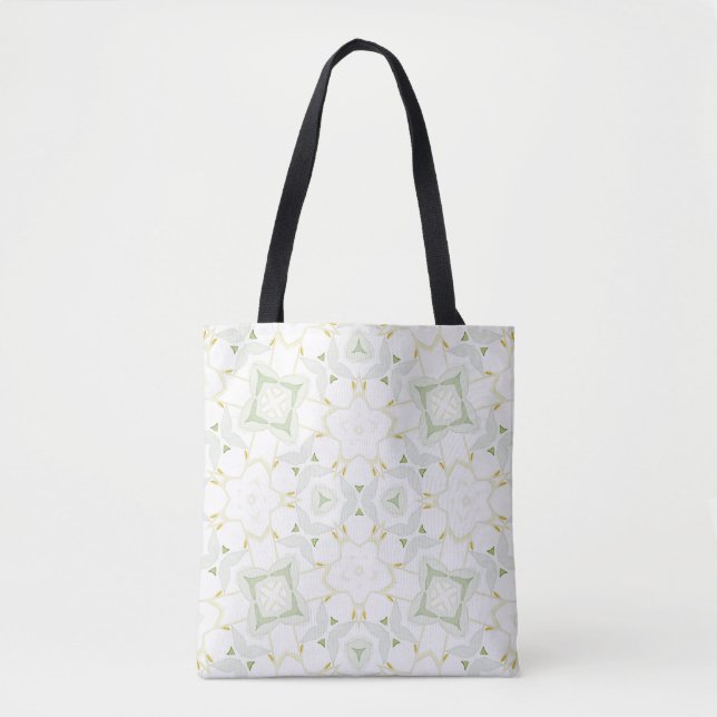 Soft Neutral Geometric Floral Tote Bag (Front)