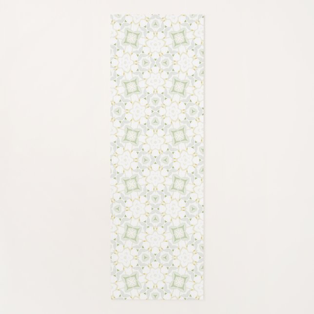 Soft Neutral Geometric Floral Yoga Mat (Front)