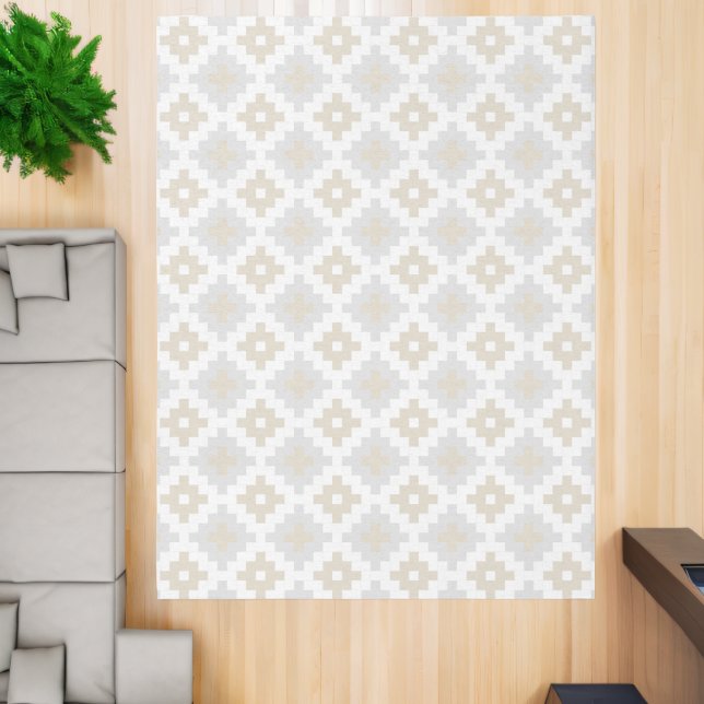 Soft Neutral Gray Beige Geometric Aztec Pattern Rug (Insitu (Indoor 2))