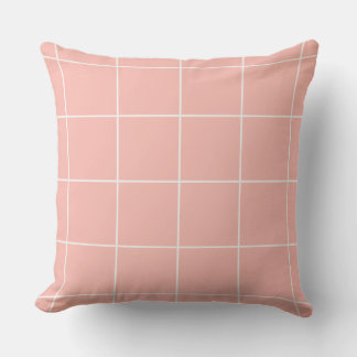 Soft Neutral Grid Pattern Minimal Check Design Throw Pillow