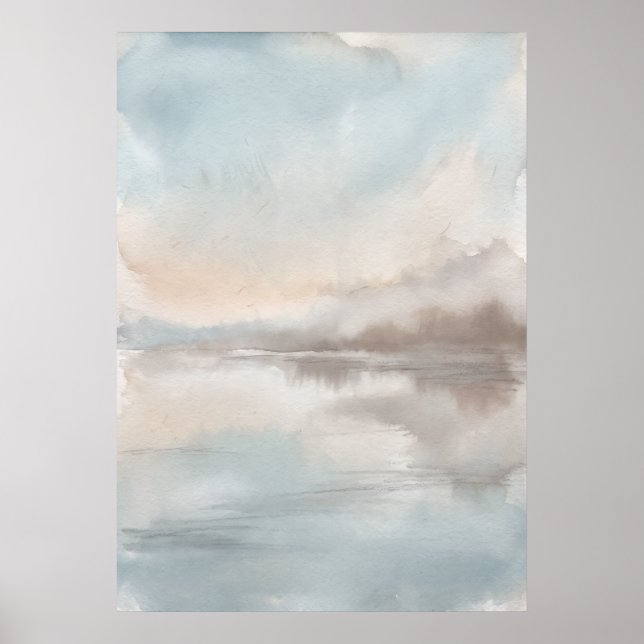 Soft Neutral Misty Landscape Poster (Front)