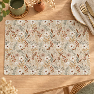 Soft Neutral Sage Terracotta Wildflowers Placemat